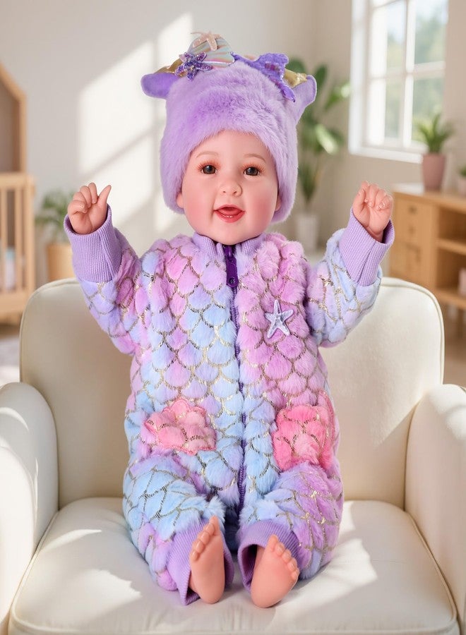 BABESIDE Mermaid Baby Doll Girl-17inch Realistic Soft Baby Dolls with Sparkling Mermaid Outfit & Accessories, Cute Mermaid Toys for 3+ Year Old Girls Gifts, Pretend Play, Collection - Image 4